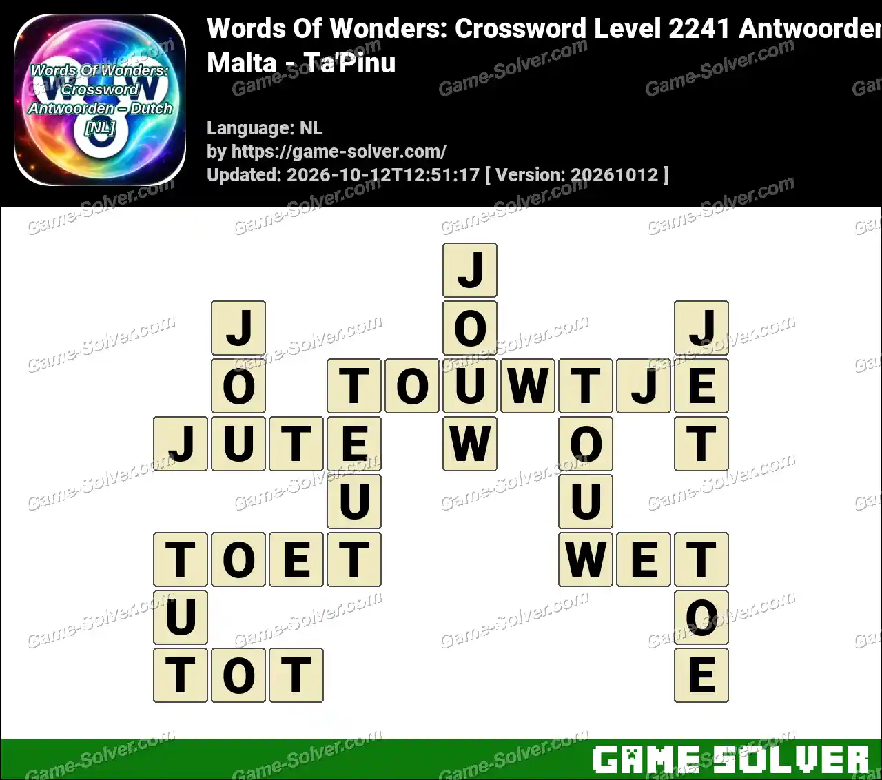 Words Of Wonders: Crossword Level 2241 Antwoorden – Malta – Ta’Pinu